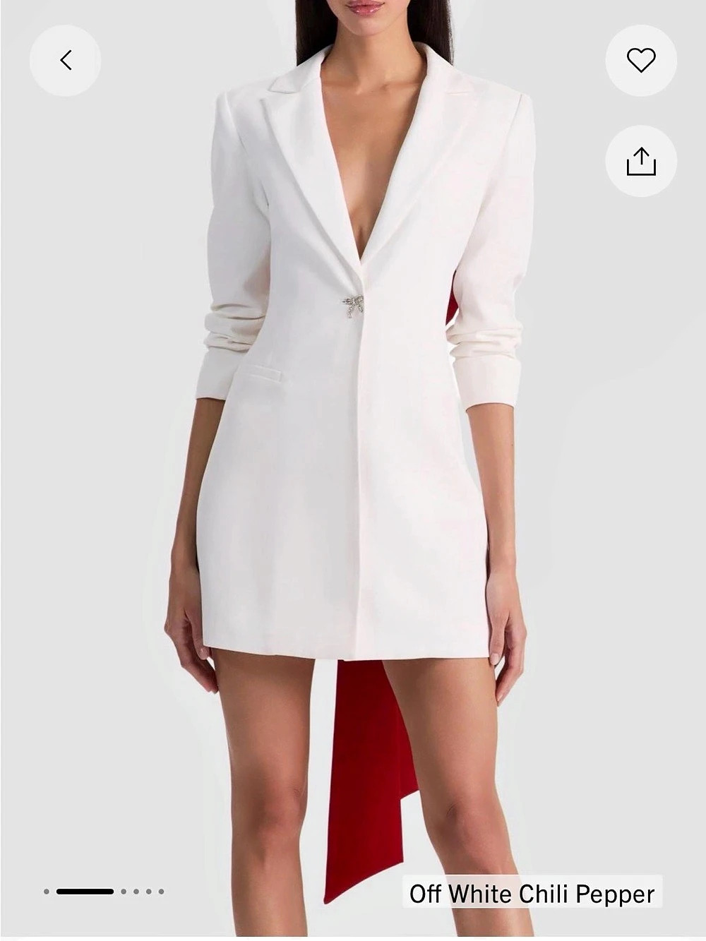 Alice + Olivia Shawn Bow Back Blazer Dress White & Red
